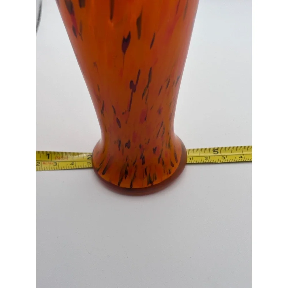 Art Deco Sterling Silver-Mounted Orange Art Glass Bud Vase 7.5